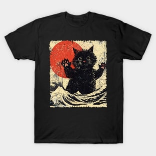 Catzilla Cat Sunset Japanese Art Funny T-Shirt